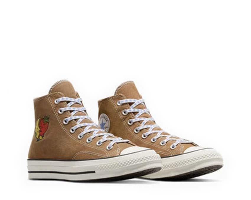 Converse x Sky High Farm Chuck 70 Brown/Egret vista lateral — lona marrón Sky High Farm