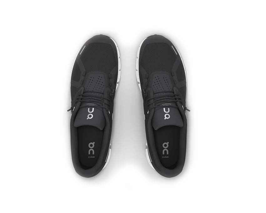 On Cloud 5 W Black White détail — tige mesh running femme quotidien