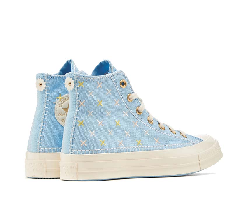 Converse Chuck 70 Hi True Sky/Egret vue latérale — tige haute toile bleu ciel DIY