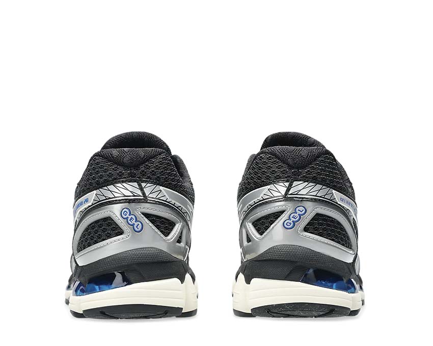 Asics Gel Kayano 20 Black Silver Black/Pure Silver détail — mesh et suède structurant