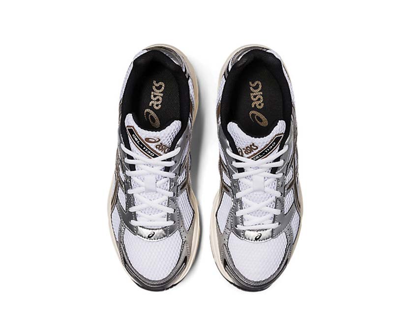 Asics Gel 1130 White/Clay Canyon vista trasera — amortiguación Gel talón retro