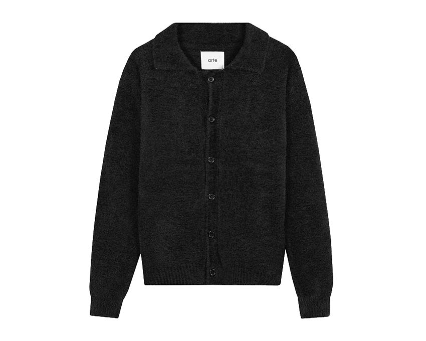 Arte Kyle Fluffy Cardigan Black — unisex fluffy cardigan streetwear