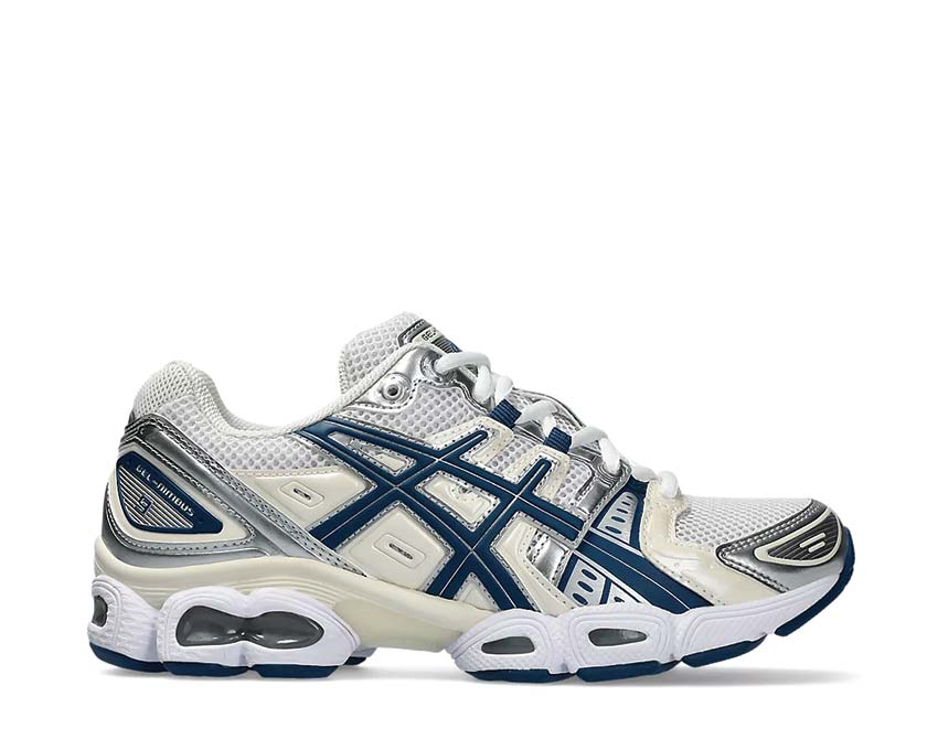 Asics Gel Nimbus 9 White Light Indigo — running mujer amortiguación Gel Asics