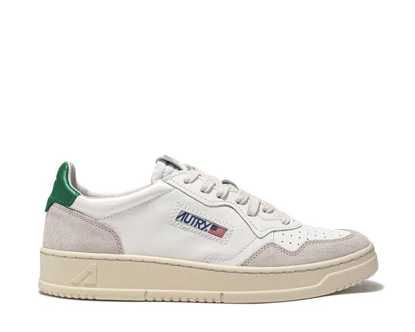 Autry Medalist Low White Amazon — sneakers homme cuir suède bicolore rétro 70s premium