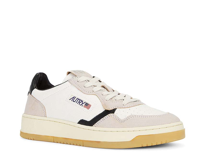 Autry Medalist Low Canvas Sand White Black vista lateral — lona tricolor