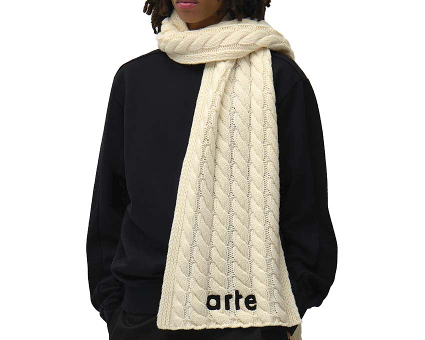 Arte Textured Logo Scarf Cream vue latérale — écharpe crème texture logo