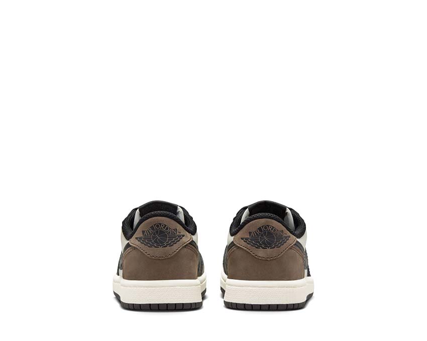 Jordan 1 Retro Low Mocha PS détail — cuir dark mocha Jordan enfant