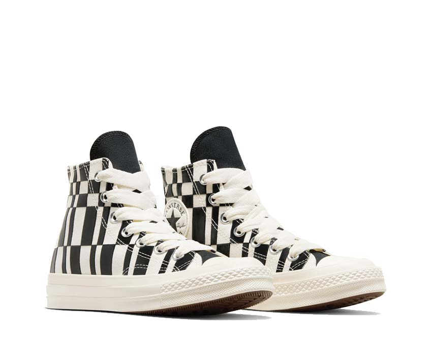 Converse Chuck 70 Hi Checkered Egret/Black vista lateral — lona cuadros escoceses