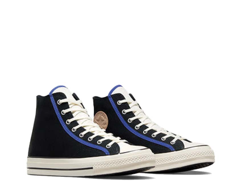 Converse Chuck 70 Hi Black Egret vue latérale — toile premium épaisse