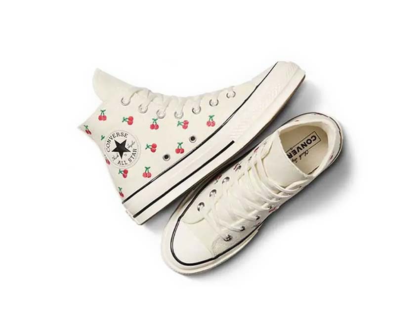 Converse Chuck 70 Hi Egret Black Red suela — suela vulcanizada
