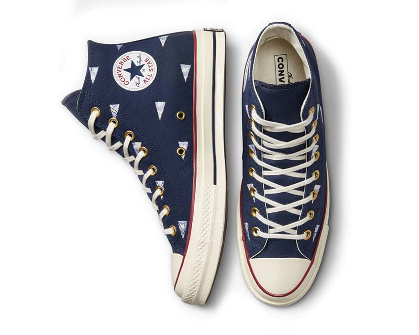 Converse Chuck 70 Hi Navy/Ultra Violet suela — suela de goma vulcanizada en contraste