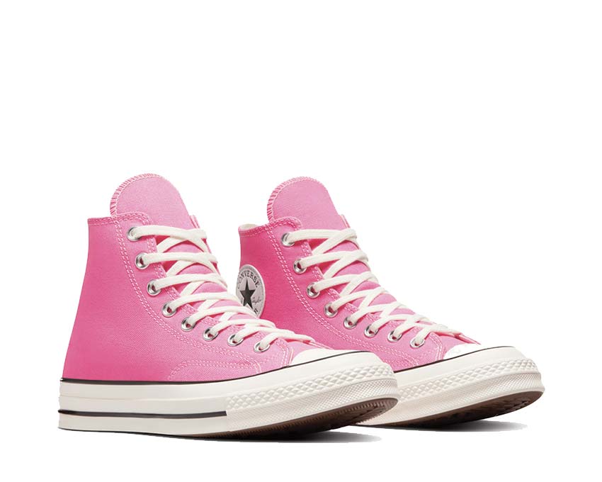 Converse Chuck 70 Hi Pink/Egret/Black side view — high canvas pink egret upper