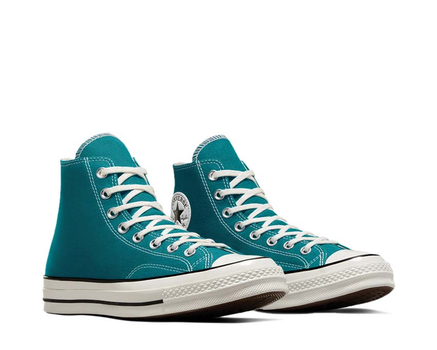 Converse Chuck 70 Hi Teal Universe vista lateral — lona teal bicolor