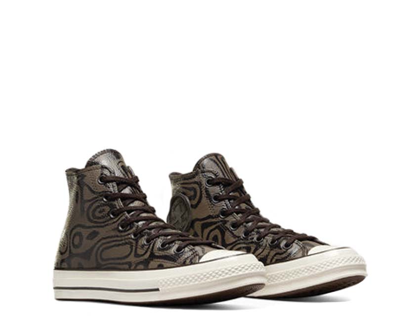 Converse Chuck 70 Hi Wonka Brown Tan Egret vue latérale — motifs chocolat