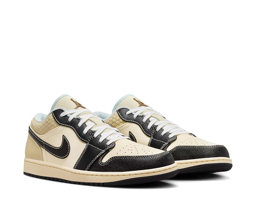 Air Jordan 1 Low SE Coconut Milk Obermaterial — Leder Cremeweiß Gold OG Basketball