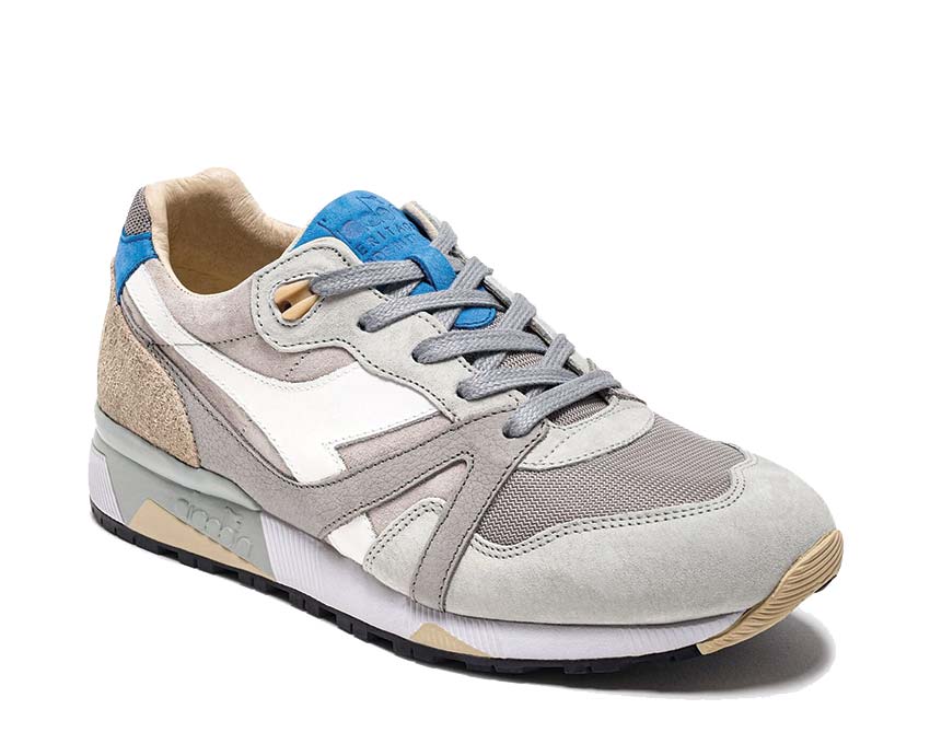 Diadora N9000 Italia Nickel Free side view — white leather profile