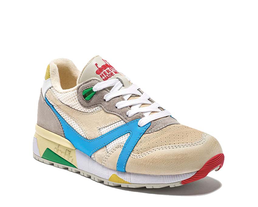 Diadora N9000 Podio Italia Multi vue latérale — profil cuir tricolore