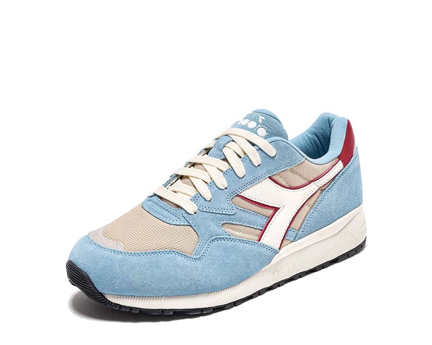 Diadora N902 Oyster Gray Dusk Blue vista lateral — perfil ante bicolor