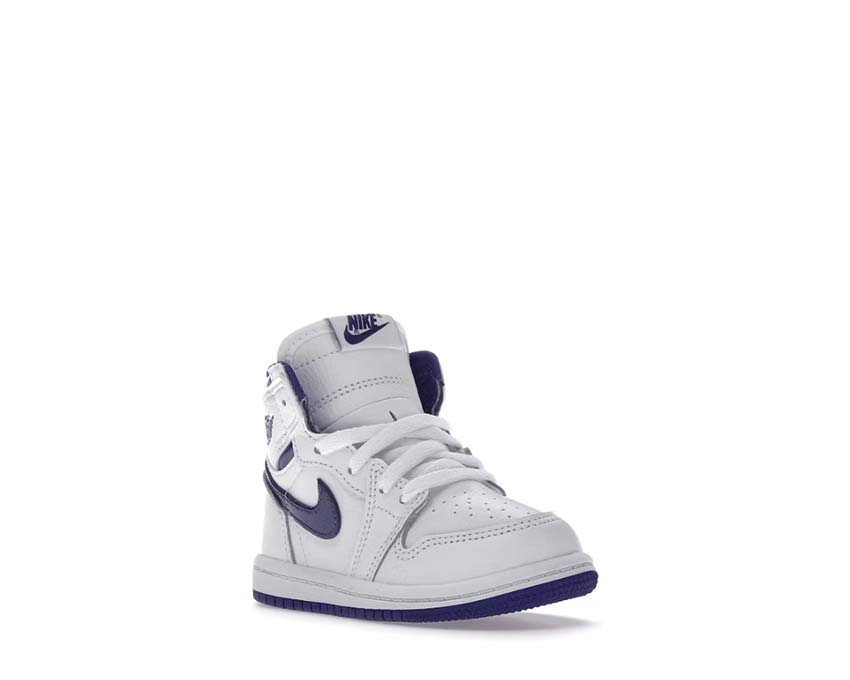 Jordan 1 Baby High OG Court Purple side view — white purple baby leather
