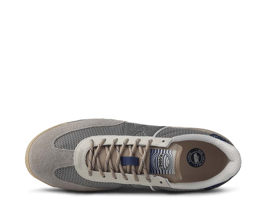 Karhu Mestari Control Silver Lining/True Navy detail — structured mesh upper