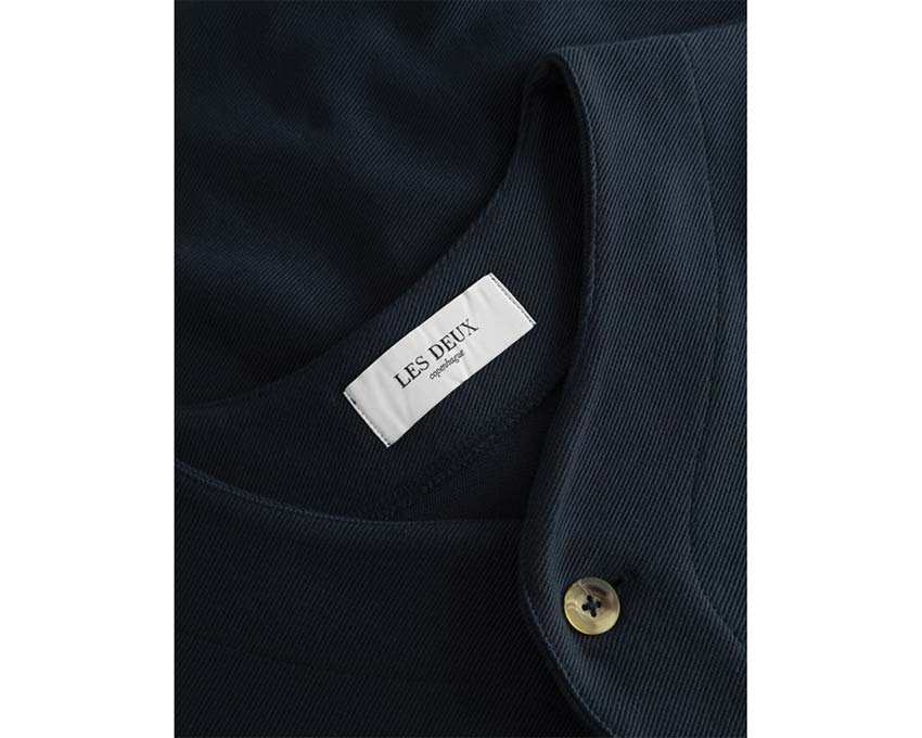 Les Deux Barry Baseball Jersey Shirt Dark Navy vue latérale — rayures baseball marine