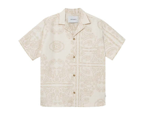 Les Deux Lesley Paisley SS Shirt Light Ivory — camisa unisex viscosa paisley