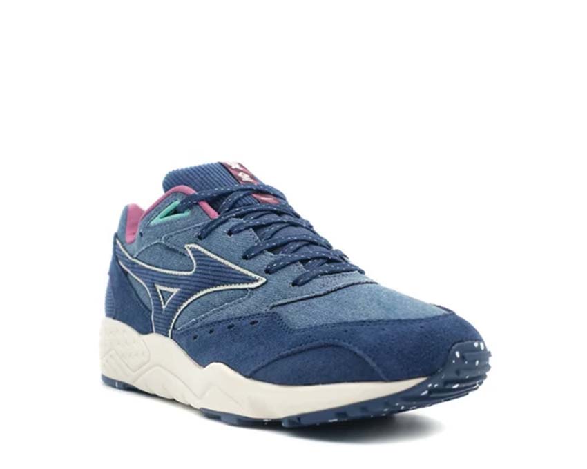 Mizuno Contender Vintage Blue detalle — parte superior mesh vintage premium