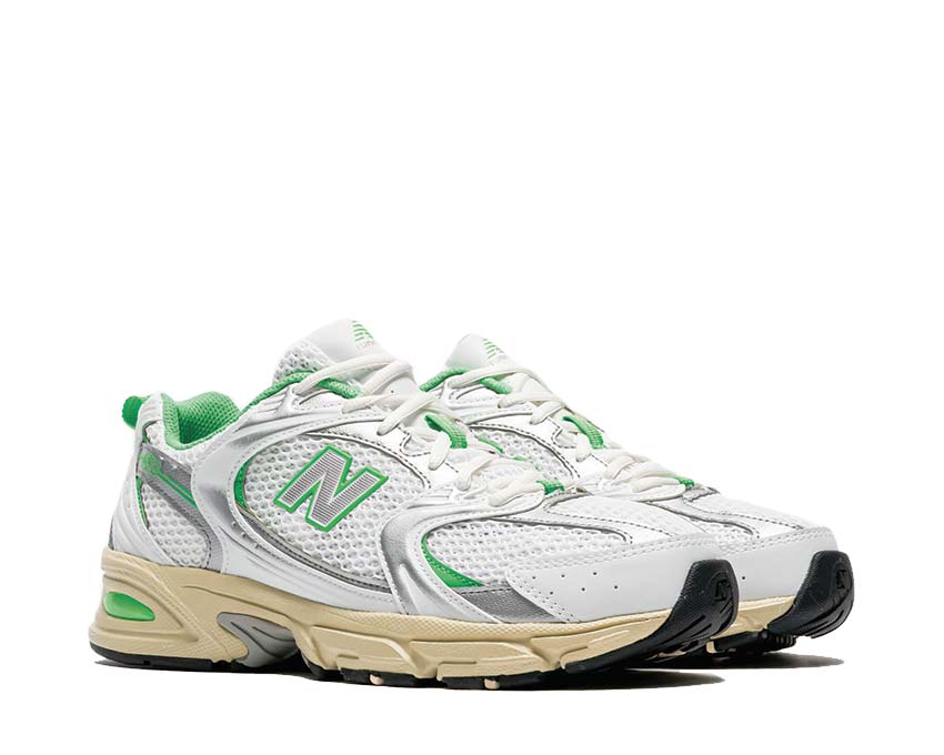 New Balance 530 White Palm Leaf side view — lightweight mesh upper