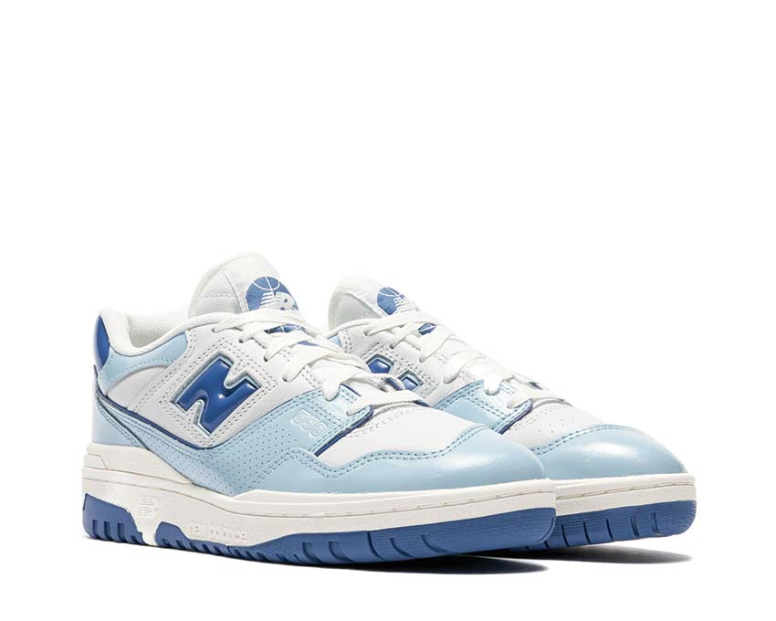 side view — New Balance 550 Patent leather chrome blue agate