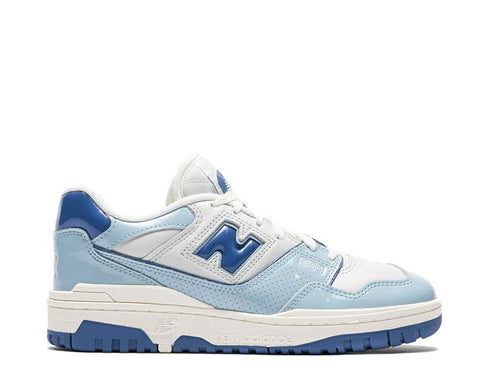 New Balance 550 Patent Leather Chrome Blue Agate Sea Salt BB550YKE — men's