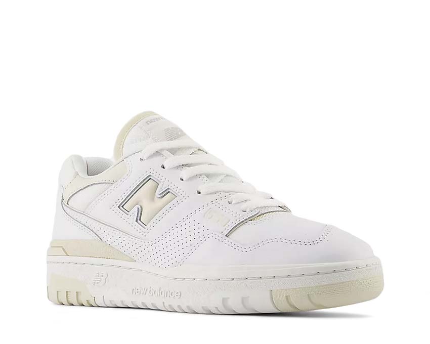 vista lateral — New Balance 550 mujer blanco lino cupsole gruesa