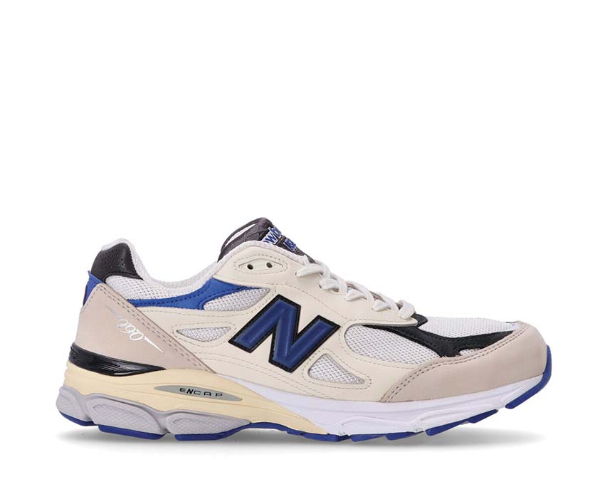 New Balance 990 White/Blue — men's sneaker made in USA mesh