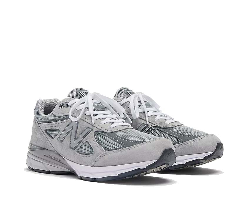 New Balance 990v4 Made in USA Grey vue latérale — mesh et suède