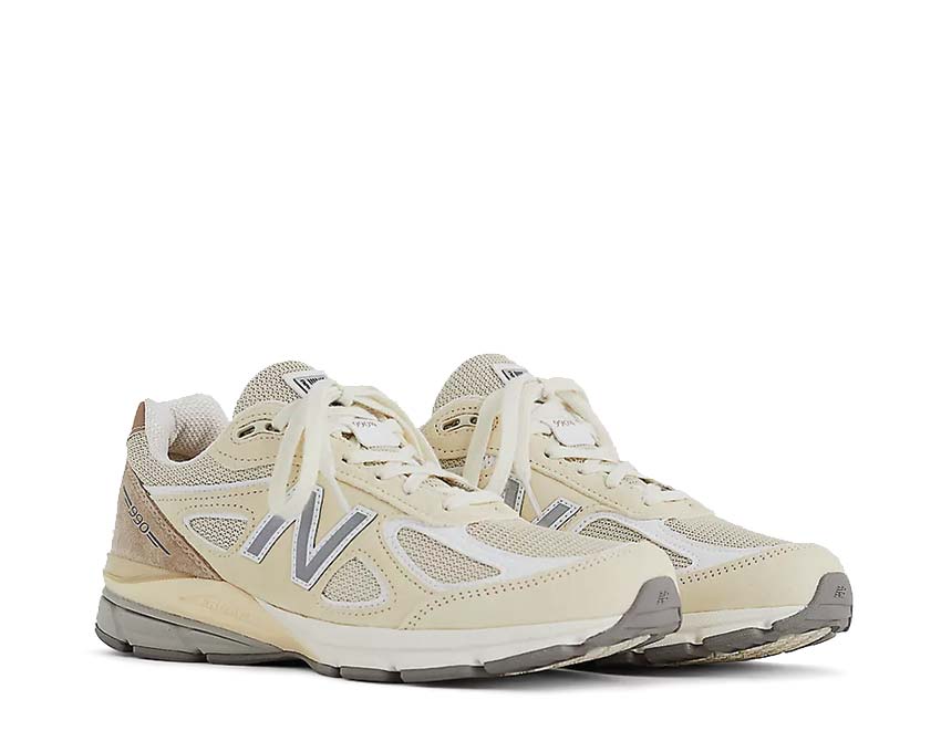 New Balance 990v4 Made in USA Limestone side view — mesh and suede upper