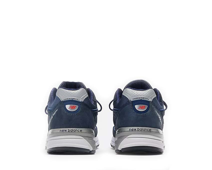 New Balance 990v4 Made in USA Navy suela — tecnología ENCAP silver
