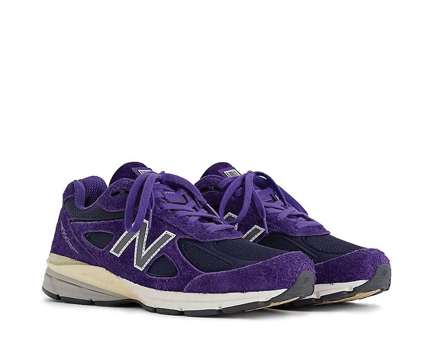 New Balance 990v4 Made in USA Plum vista lateral — parte superior ante y malla