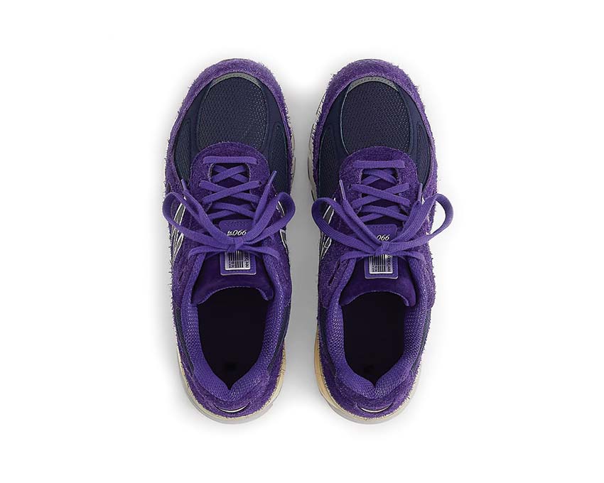 New Balance 990v4 Made in USA Plum detalle — construcción Made in USA