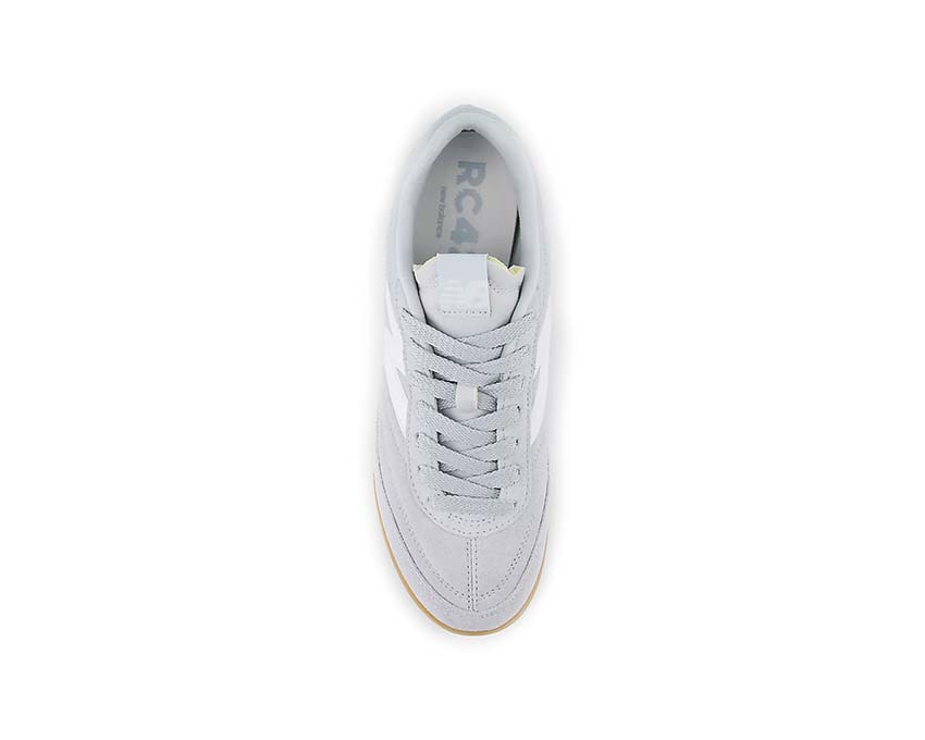 New Balance RC42 Granite White detail — leather finish and N logo