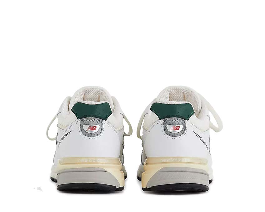 New Balance 990v4 Calcium Forest Green suela — tecnología de running ENCAP made in USA