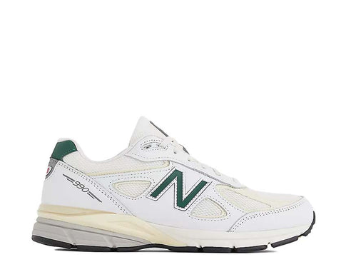 New Balance 990v4 Calcium Forest Green Made in USA — zapatilla hombre ante crema verde