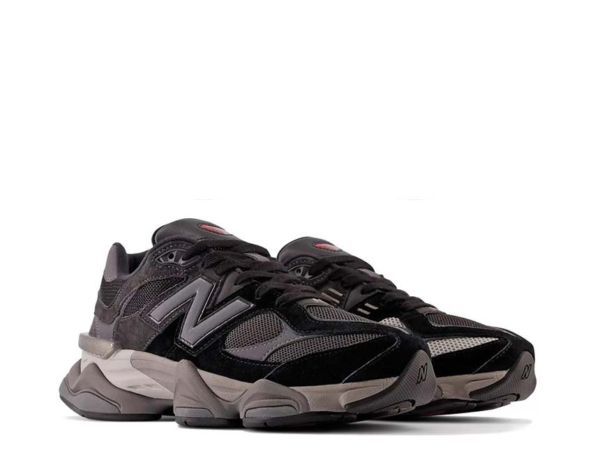 vue latérale — New Balance 9060 noir monochrome mesh suède