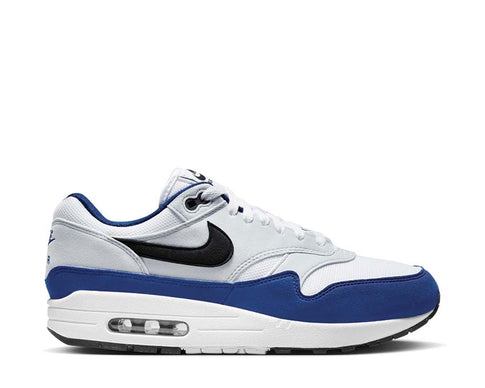 Nike Air Max 1 White Black Deep Royal Blue — men's sneaker Air cushioning