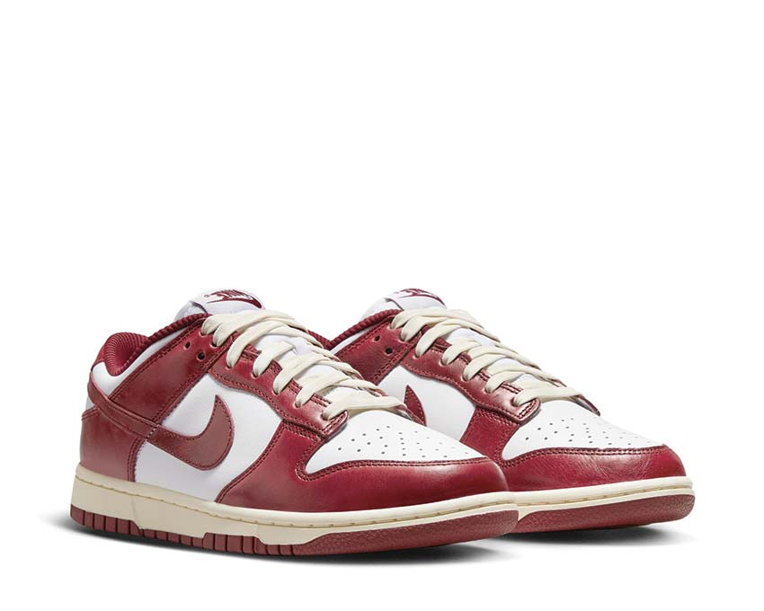Nike Dunk Low PRM W White Team Red Coconut Milk side view — leather and suede