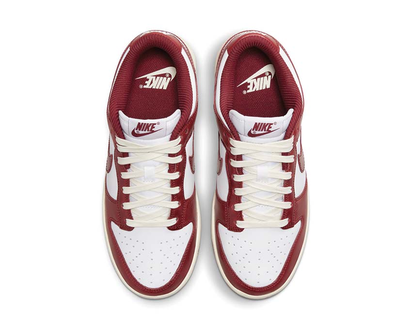 Nike Dunk Low PRM W White Team Red Coconut Milk detail — premium leather upper
