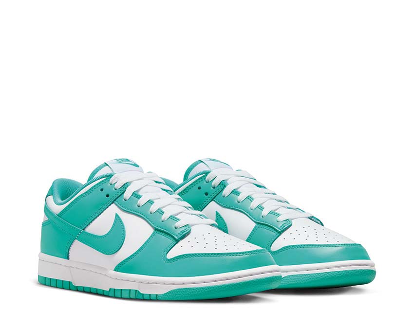 Nike Dunk Low Retro White vista lateral — cuero liso Clear Jade