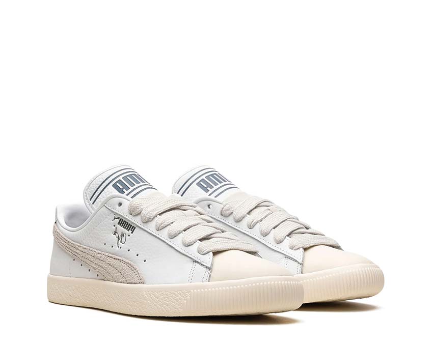 Puma X Rhuigi Clyde Q3 Pristine Sedate Gray side view — suede and premium leather