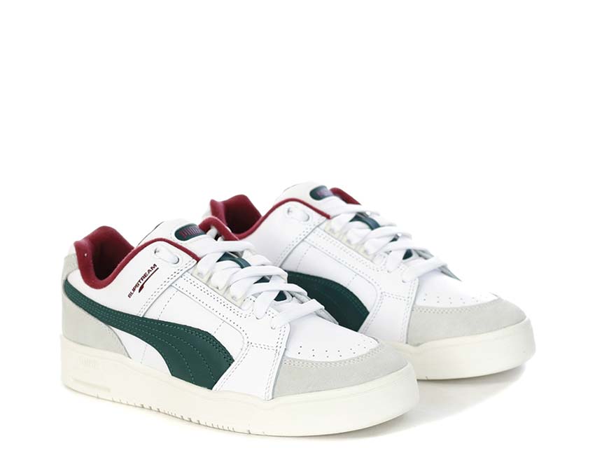 Puma Slipstream Lo Retro White Malachite side view — leather and suede two-tone