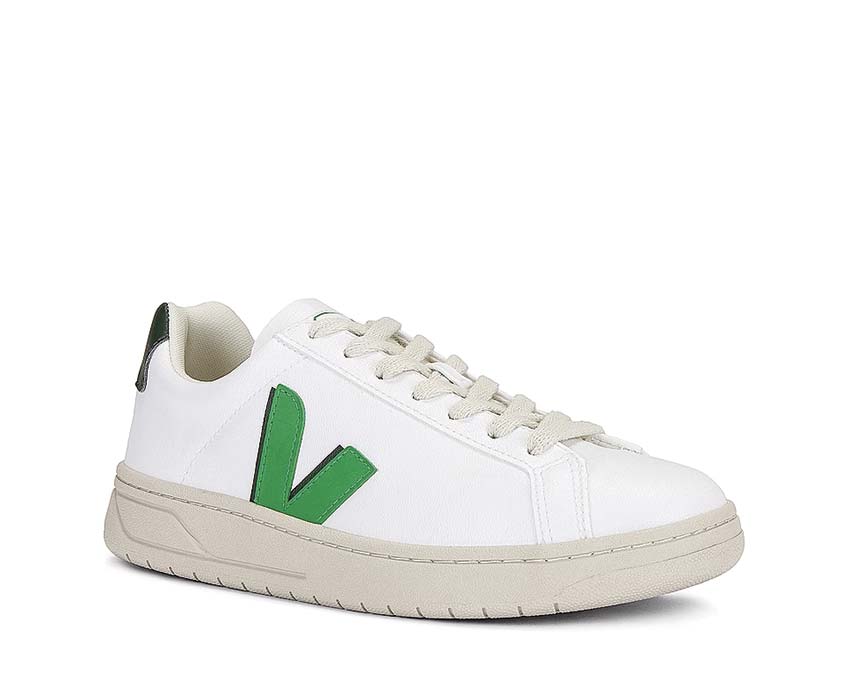 Veja Urca White Leaf/Cyprus vista lateral — cuero lavado bicolor