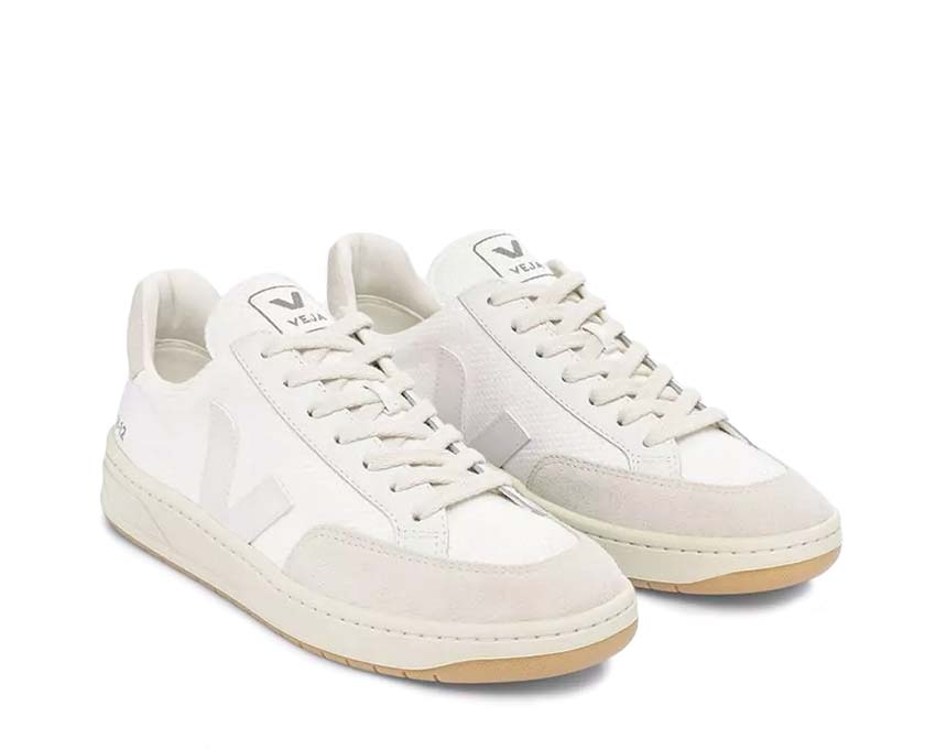 Veja V-12 White/Natural semelle — semelle caoutchouc naturel
