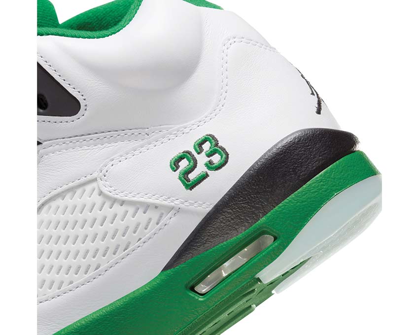 Jordan Air Jordan 5 Retro W Lucky Green side view — mesh and white leather